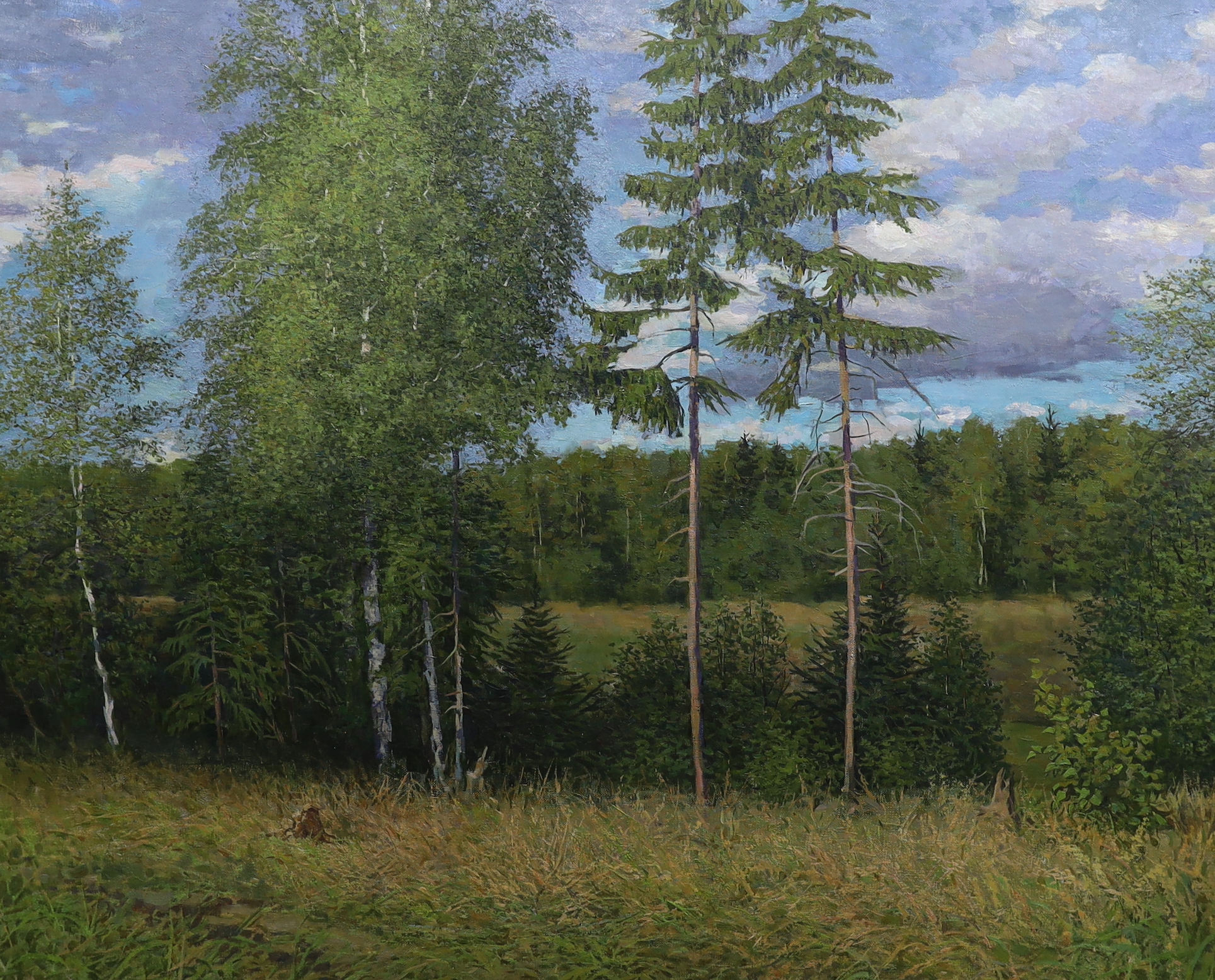 Nadejda Borisova, oil on canvas, ‘At The Edge of the Forest’, signed and dated verso 1999/2000, 110 x 139cm